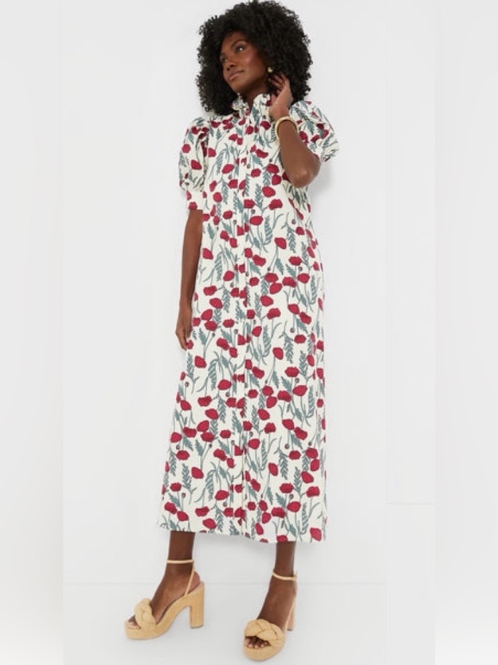 Tuckernuck Hyacinth House Amaryllis Floral Louisa Cotton Maxi Dress Small